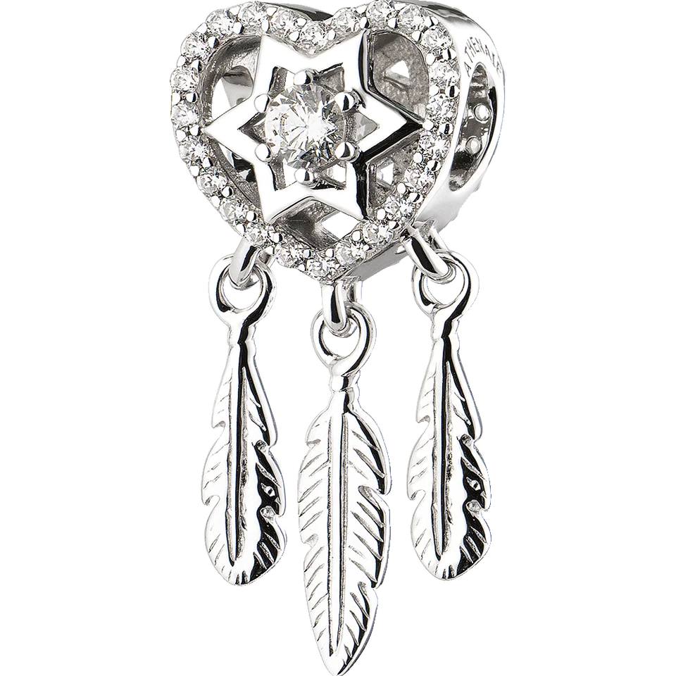 Charm Atrapasueños Corazon con Estrella Plateado