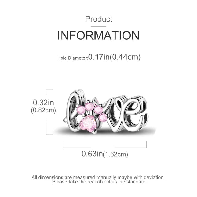 Charm Huella Rosa "Love"