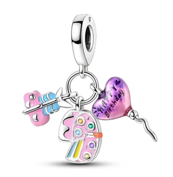 Charm Pastel y Corazón de Happy Birthday