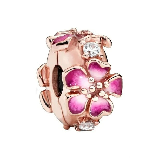 Clip de Seguridad Flor Rosa y Diamantes