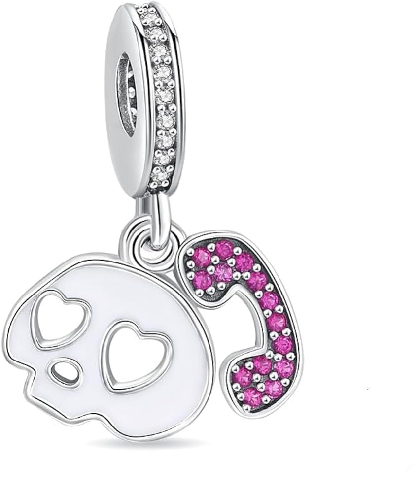 Charm Calavera y Telefono Rosa
