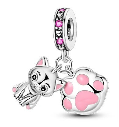 Charm Gatito y Huella Rosa