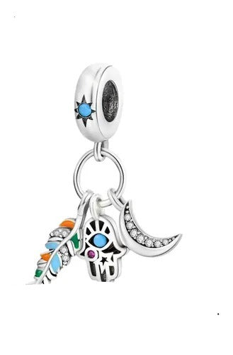 Charm Pluma, Mano de Hamsa y Luna