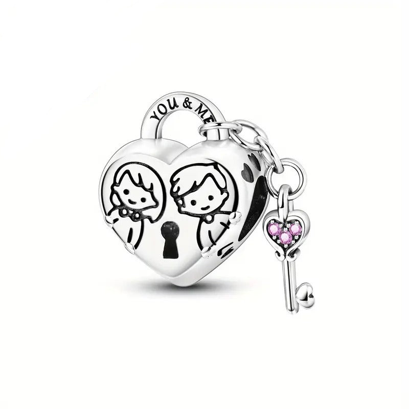 Charm Candado de Amor y Llave Rosa