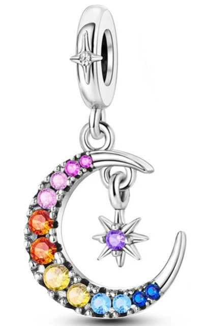 Charm Amuleto de Luna y Estrella de Gemas