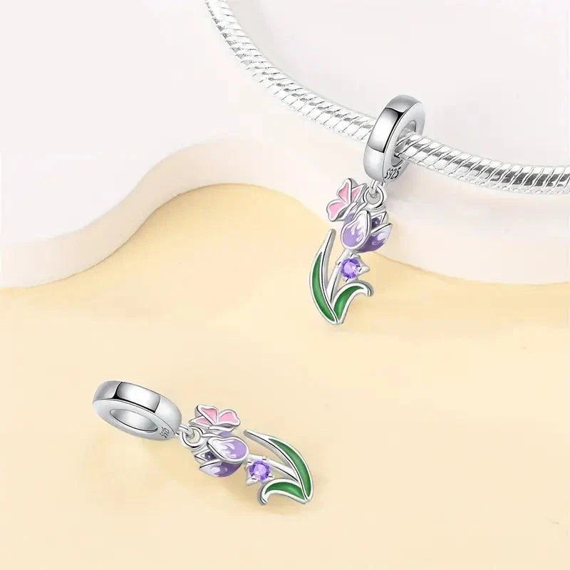 Charm Tulip√°n Morado y Mariposa