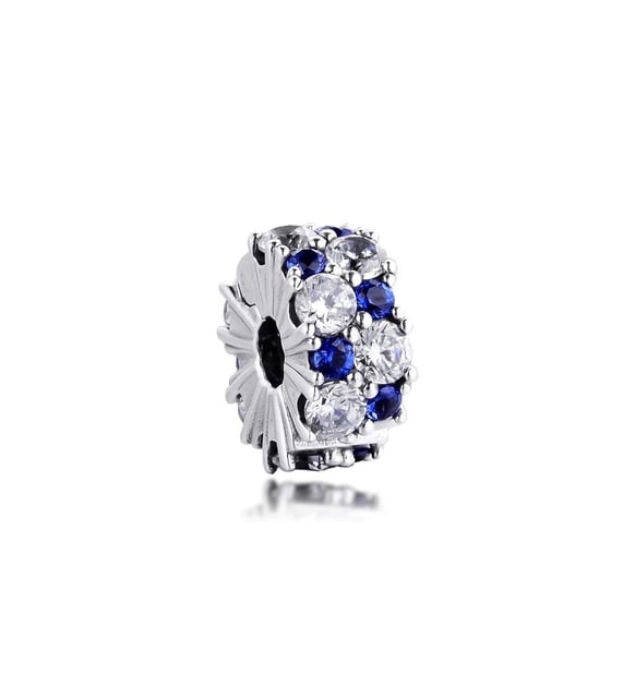 Clip de Seguridad Diamantes Azules y Plata