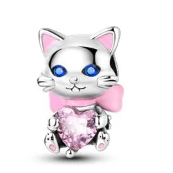 Charm Gatita con Gema Rosa