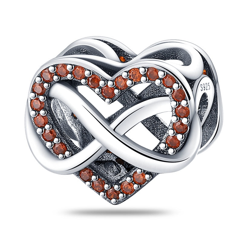 Charm Amor Infinito Con Gemas Rojas