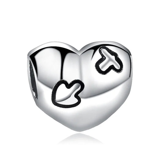 Charm Corazon y Flecha Plateado