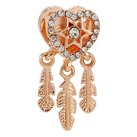 Charm Atrapasueños Corazon con Estrella Oro Rosa