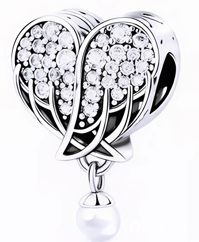 Charm Corazon de Angel con Diamantes
