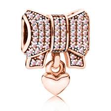 Charm Moños Rosa Oro con Diamantes