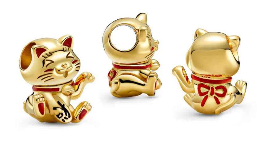 Charm Gato de la Suerte Dorado