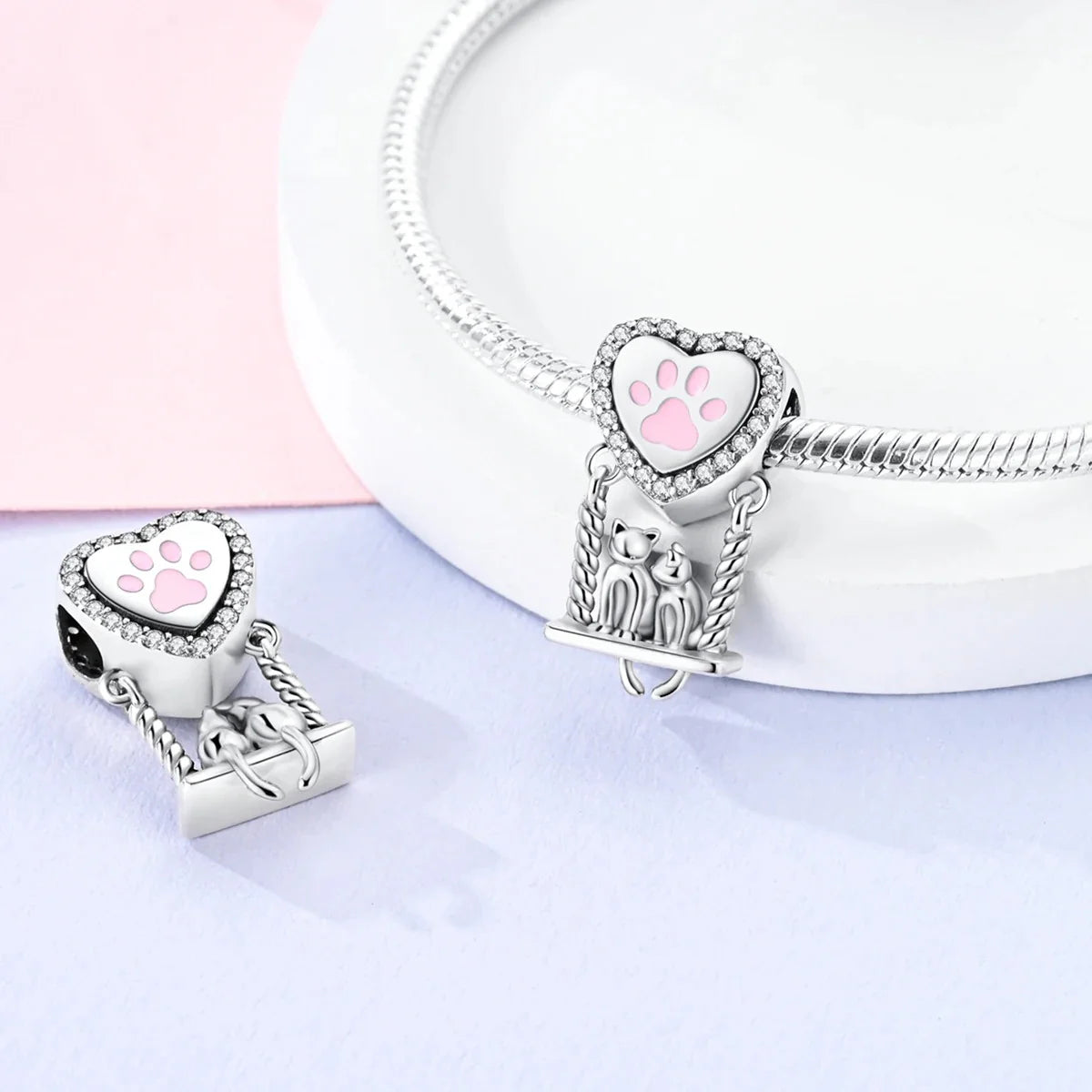 Charm Corazon y Gatitos Enamorados