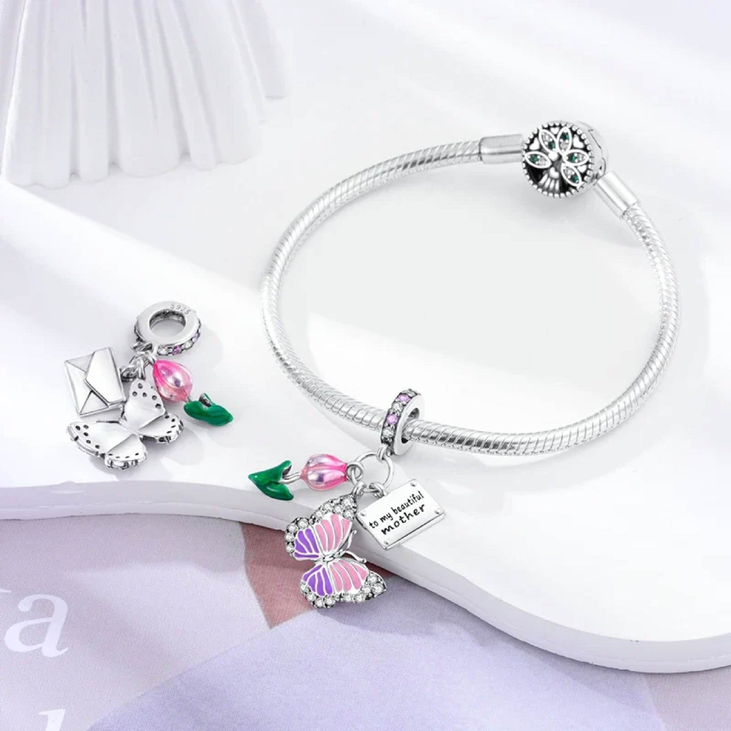 Charm Mariposa y Tulipan "To My Beautiful Mother"