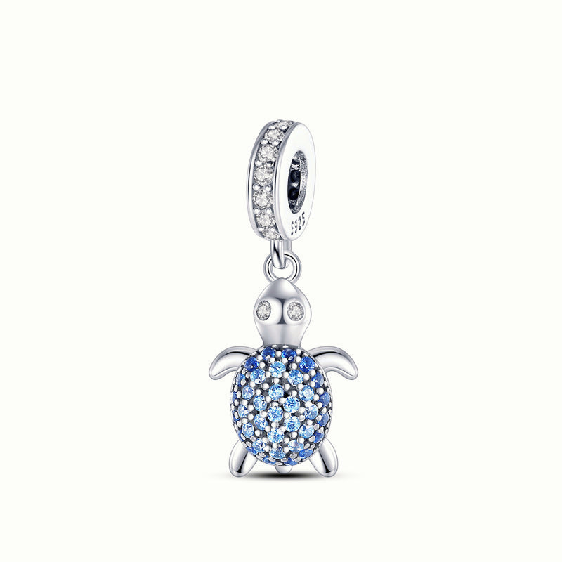 Charm Tortuga De Zirconia Cubica Azul