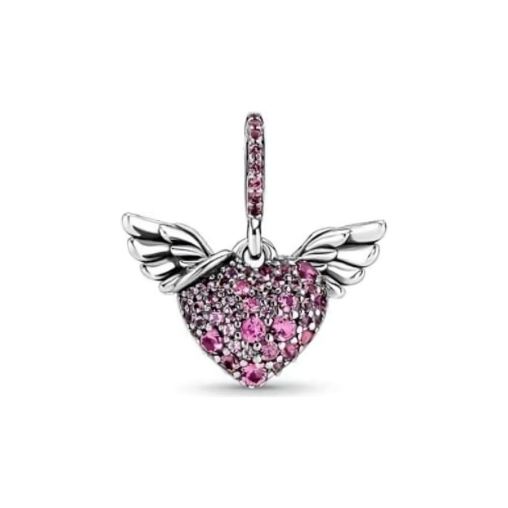 Charm Corazon Rosa con Alas