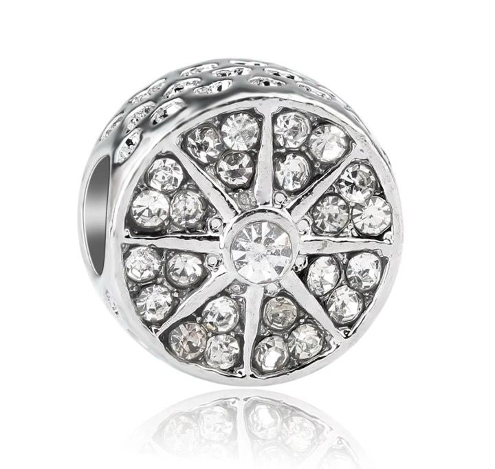Charm Brújula Diamantada Plateada