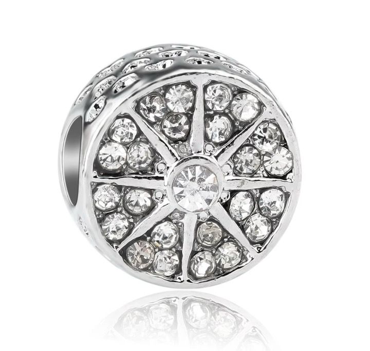 Charm Br√∫jula Diamantada Plateada