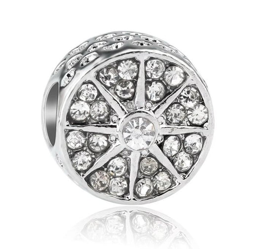 Charm Br√∫jula Diamantada Plateada
