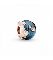 Charm Rose Mar Olas Y Pez Coral Oro