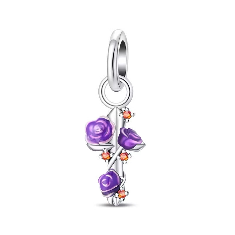 Charm Cruz de Rosas Violeta