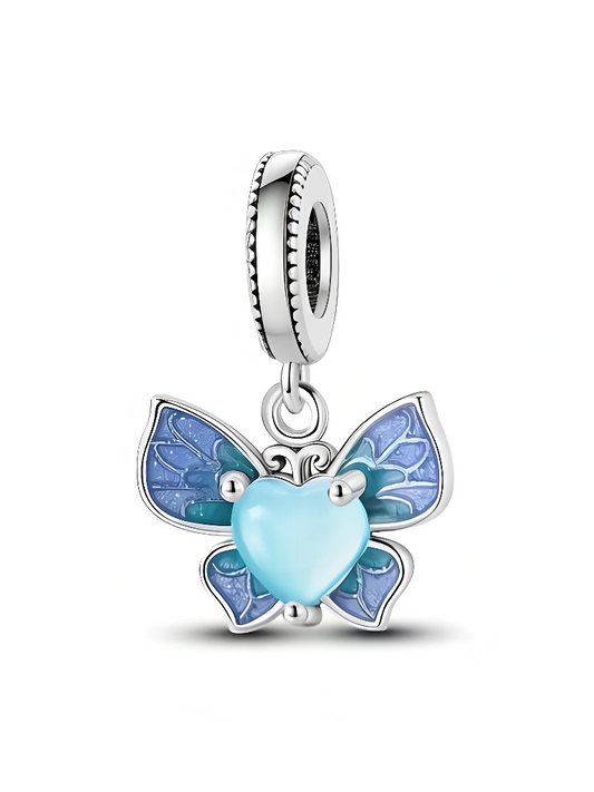 Charm Mariposa y Corazon Azul