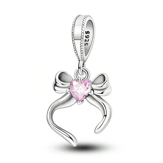 Charm Mo√±o Plata y Gema Rosa