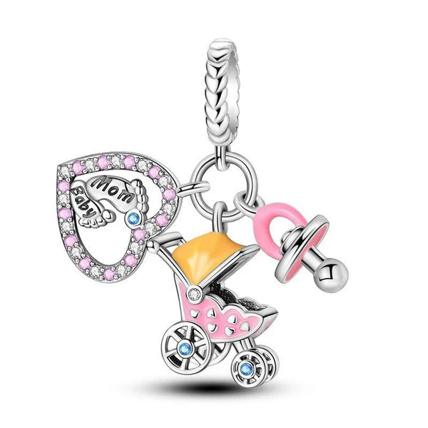 Charm Carreola y Chupón "Corazón Mom y Baby"
