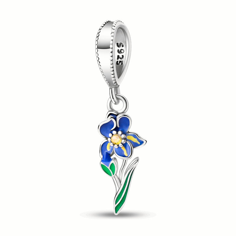 Charm Flor Azul con Tallo