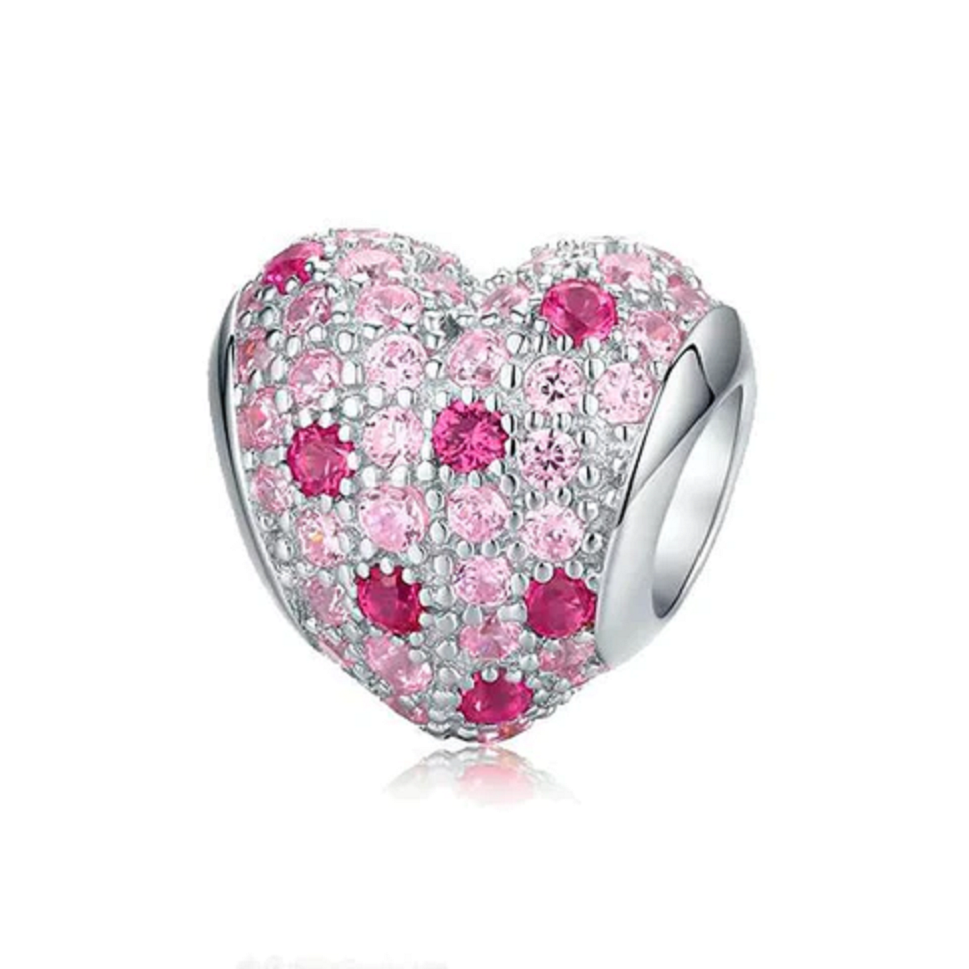 Charm Corazon Gemas Rosas