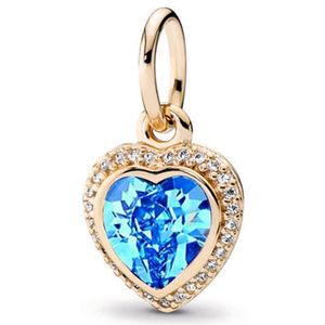Charm Colgante Dorado con Corazon Azul