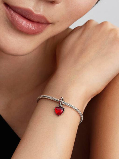 Charm colgante doble Corazón rojo