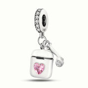 Charm Caja de Auriculares Corazón Rosa