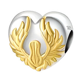Charm Corazón y Alas Doradas
