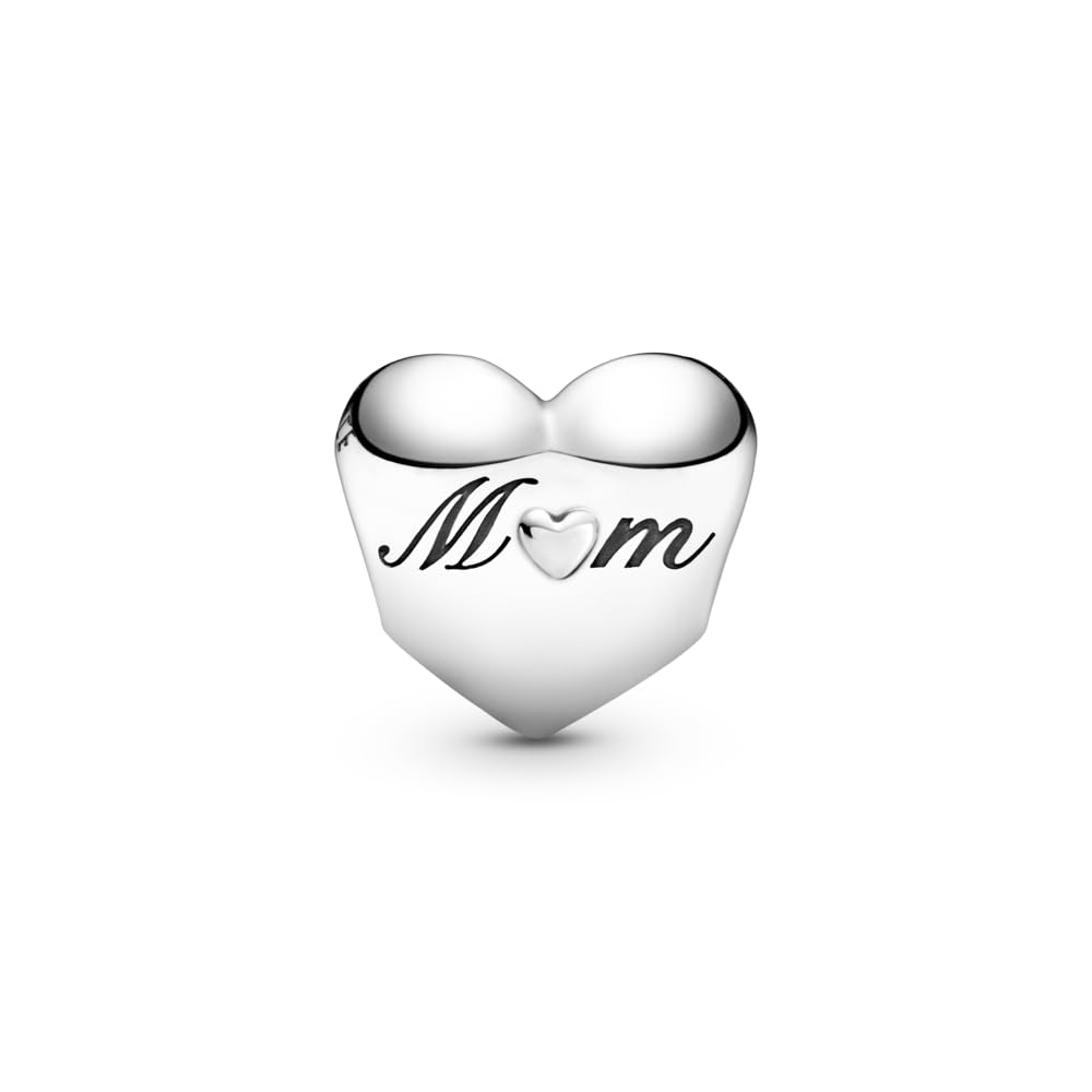 Charm Corazon Plateado "Mom"