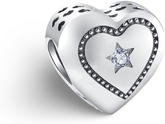 Charm Corazon y Estrella Diamante