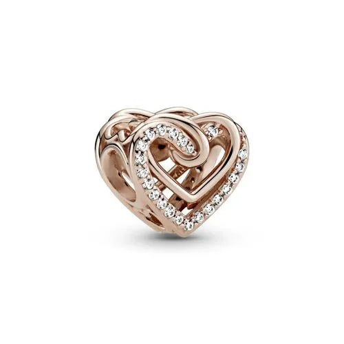 Charm Corazones Entrelazados Oro Rosa