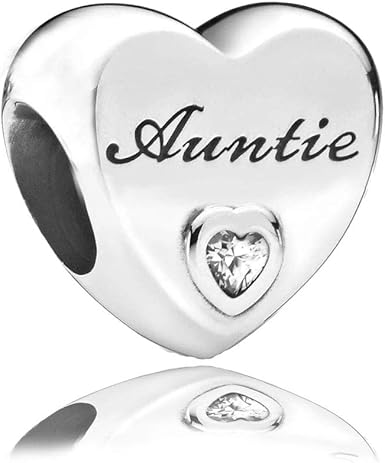 Charm Corazon "Auntie" Plateado