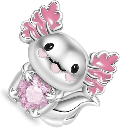 Charm Ajolote y Corazon Rosa