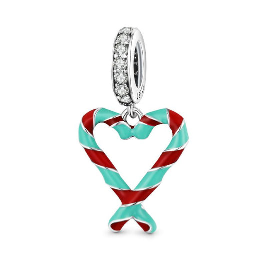 Charm Bastones de Caramelo en Forma de Corazon