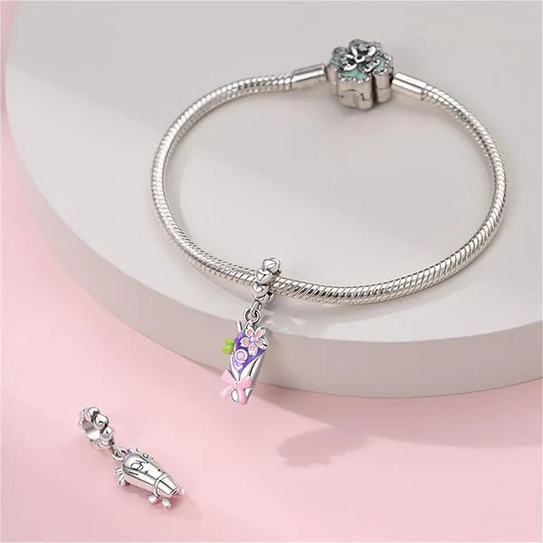Charm Ramo de Flor Rosa
