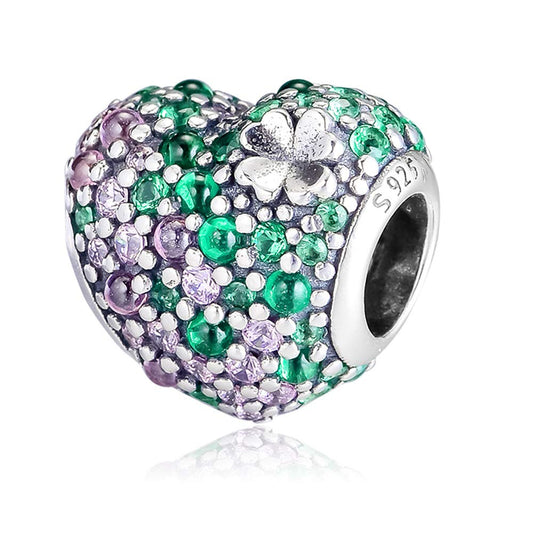 Charm Coraz√≥n Gemas Rosas y Verdes