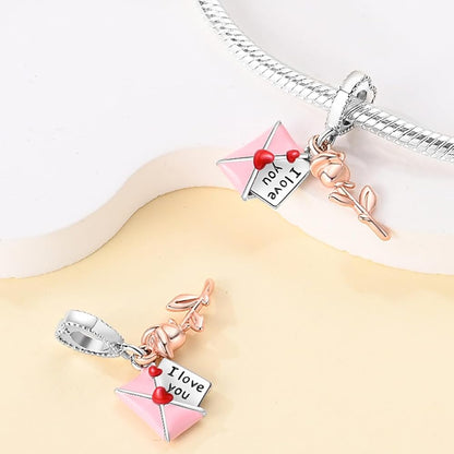 Charm Carta "I Love You" y Rosa