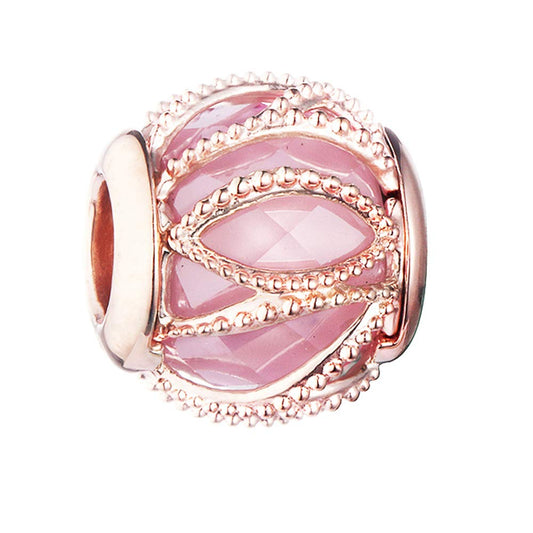 Charm Abalorio Rosa Lazos Dorados