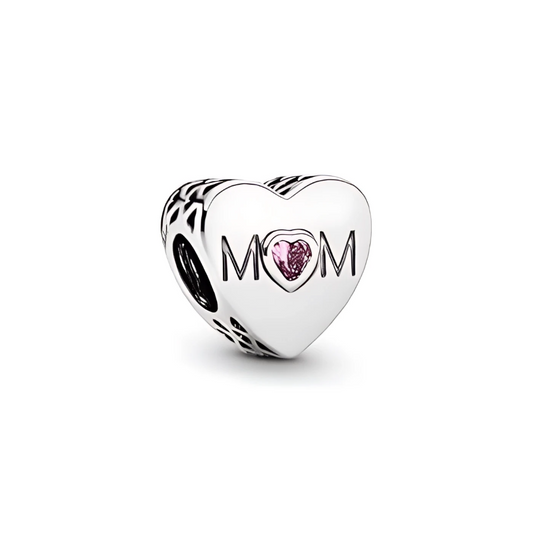 Charm Corazon "Mom" Gema Rosa