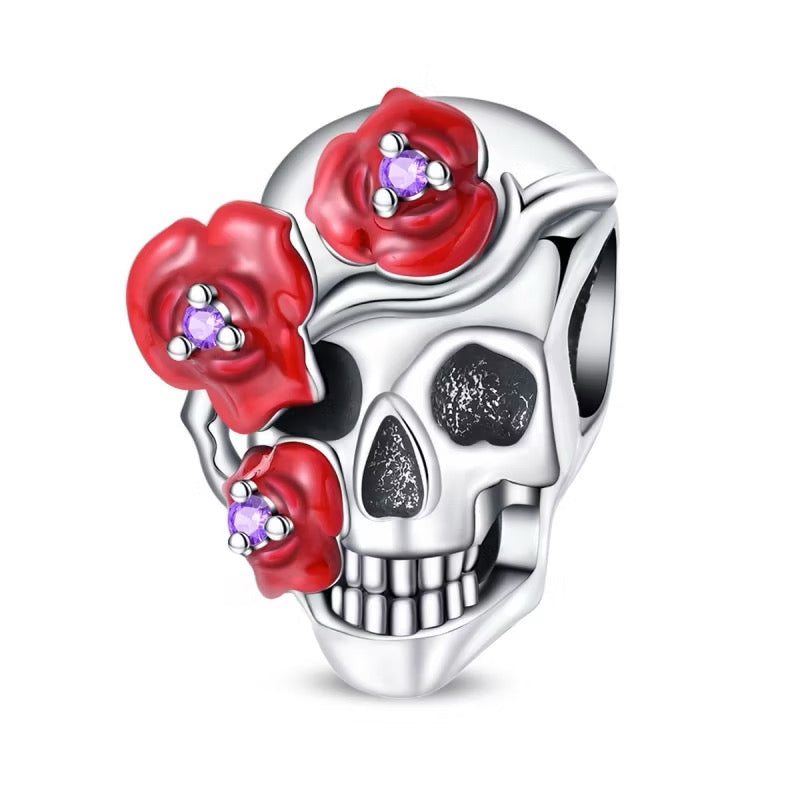 Charm Calavera con Rosas Rojas