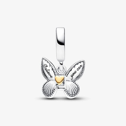 Charm Mariposa Azul y Corazon Dorado