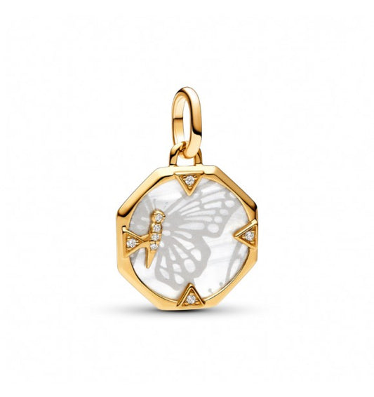 Charm c√∫bica transparente y Mariposa Blanca